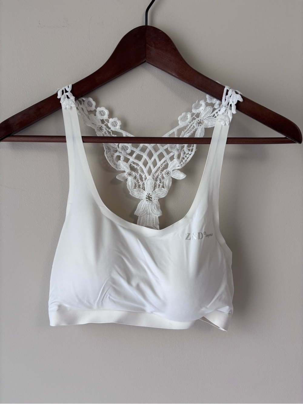 Seamless White Lace-Back Bralette -
